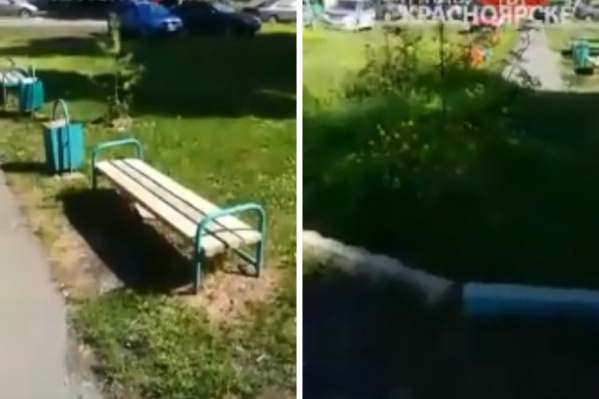 Коммунальщики покрасили только половину лавки и клумбы Коммунальщики покрасили только половину лавки и клумбы