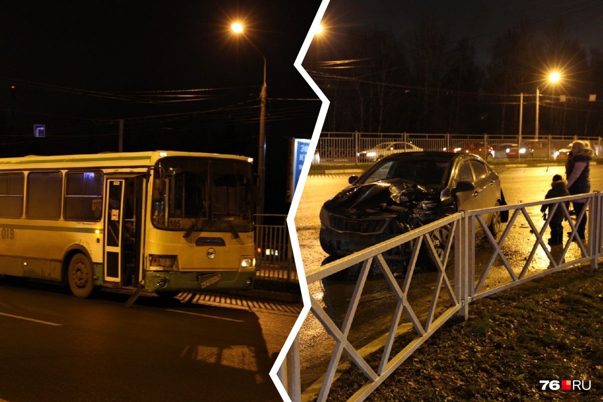 «У легковушки разворотило капот»: в Ярославле пассажирский автобус попал в ДТП