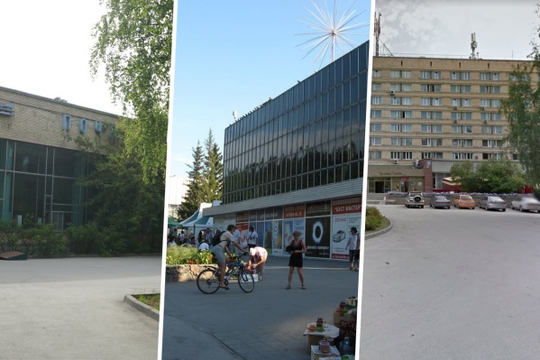 Гостиница «Золотая долина», Дом связи и Торговый центр Академгородка построены в 1960-х годах Гостиница «Золотая долина», Дом связи и Торговый центр Академгородка построены в 1960-х годах