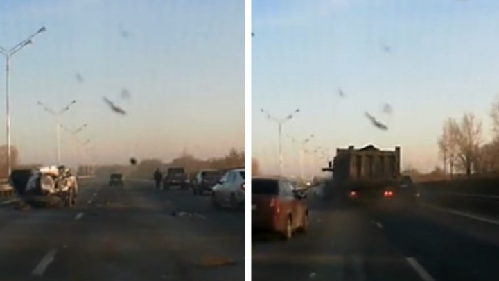 Момент массовой аварии с ребенком на трассе Уфа-Аэропорт попал на видео