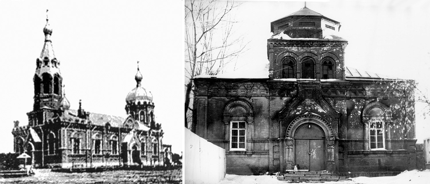 В 1913 году у военных появился свой каменный православный храм в честь Преображения Господня, рассчитаный на 600 человек. Храм закрыли в начале 1920-х годов. До конца 1980-х в здании располагались армейские учреждения культуры, использовалось оно и под хозяйственные нужды. «В 1989 году после пожара стены здания были взорваны и, как говорят очевидцы, раздирались при помощи танков», — добавляет Константин Голодяев. В 1913 году у военных появился свой каменный православный храм в честь Преображения Господня, рассчитаный на 600 человек. Храм закрыли в начале 1920-х годов. До конца 1980-х в здании располагались армейские учреждения культуры, использовалось оно и под хозяйственные нужды. «В 1989 году после пожара стены здания были взорваны и, как говорят очевидцы, раздирались при помощи танков», — добавляет Константин Голодяев.
